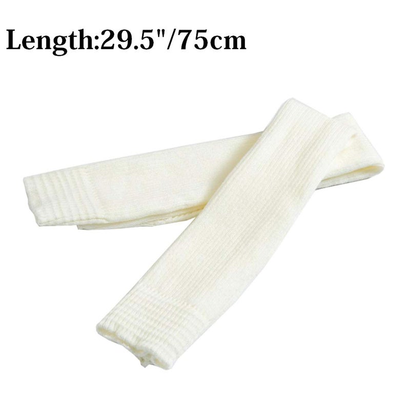 CHUNG Women's Over Knee Thigh High Warm Leg Warmers Stirrup Thermal 80s Long Socks Yoga Ballet Dance,29.5", Cream White - Image 2